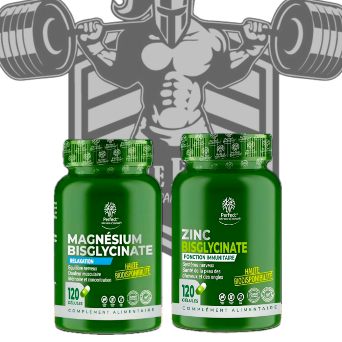 Combo Magnésium + Zinc Bisglycinate – 120 Capsules | Perfect Nutrition