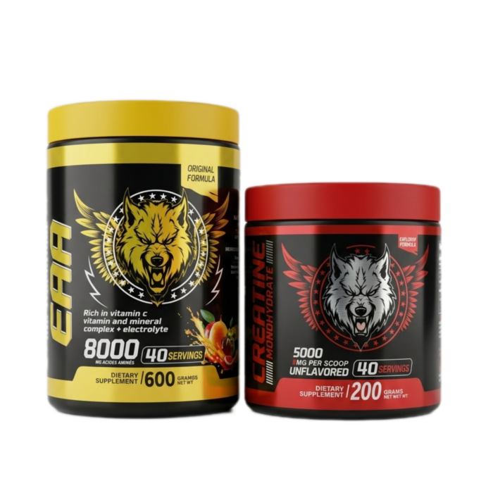 Pack Performance : EAA 600g + Créatine Monohydrate 200g – American Wolf