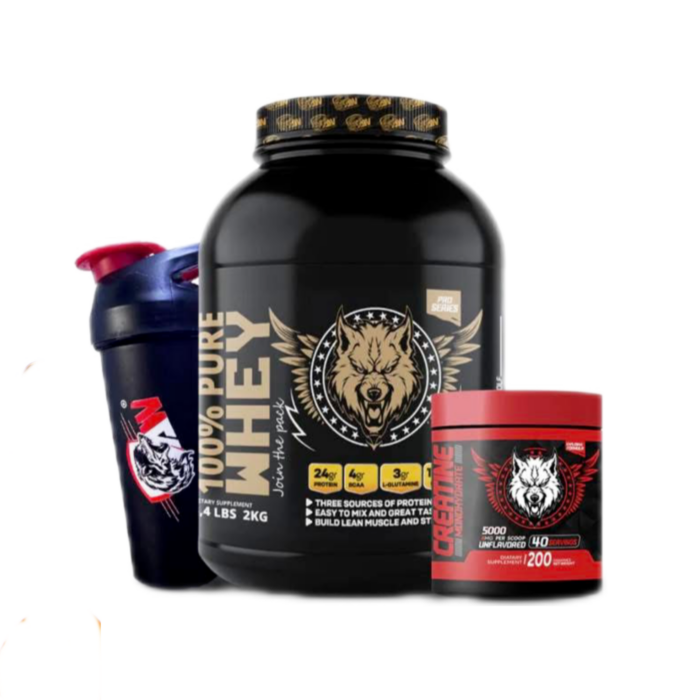 100% PURE WHEY 2KG AMERICAN WOLF + CRÉATINE 200G + SHAKER