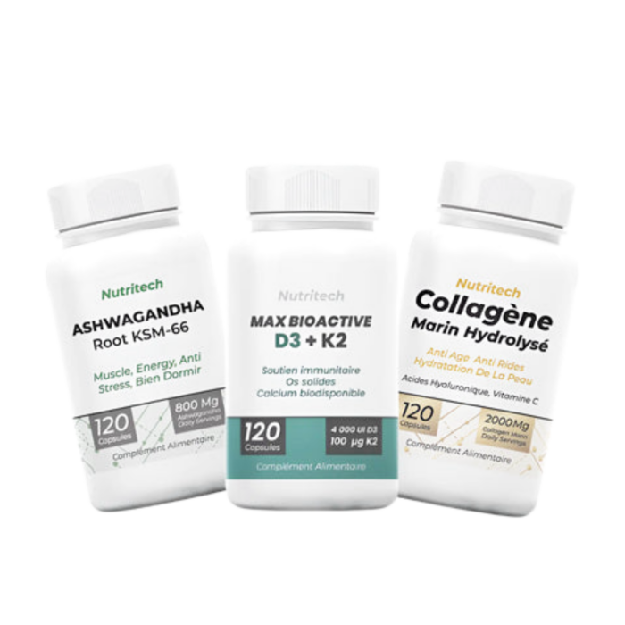 PACK VITMAINE D3 K2 120 CAP +ASHWANGHA NUTRITECH 120 CAP +COLLGEN NUTRITECH 120 CAP